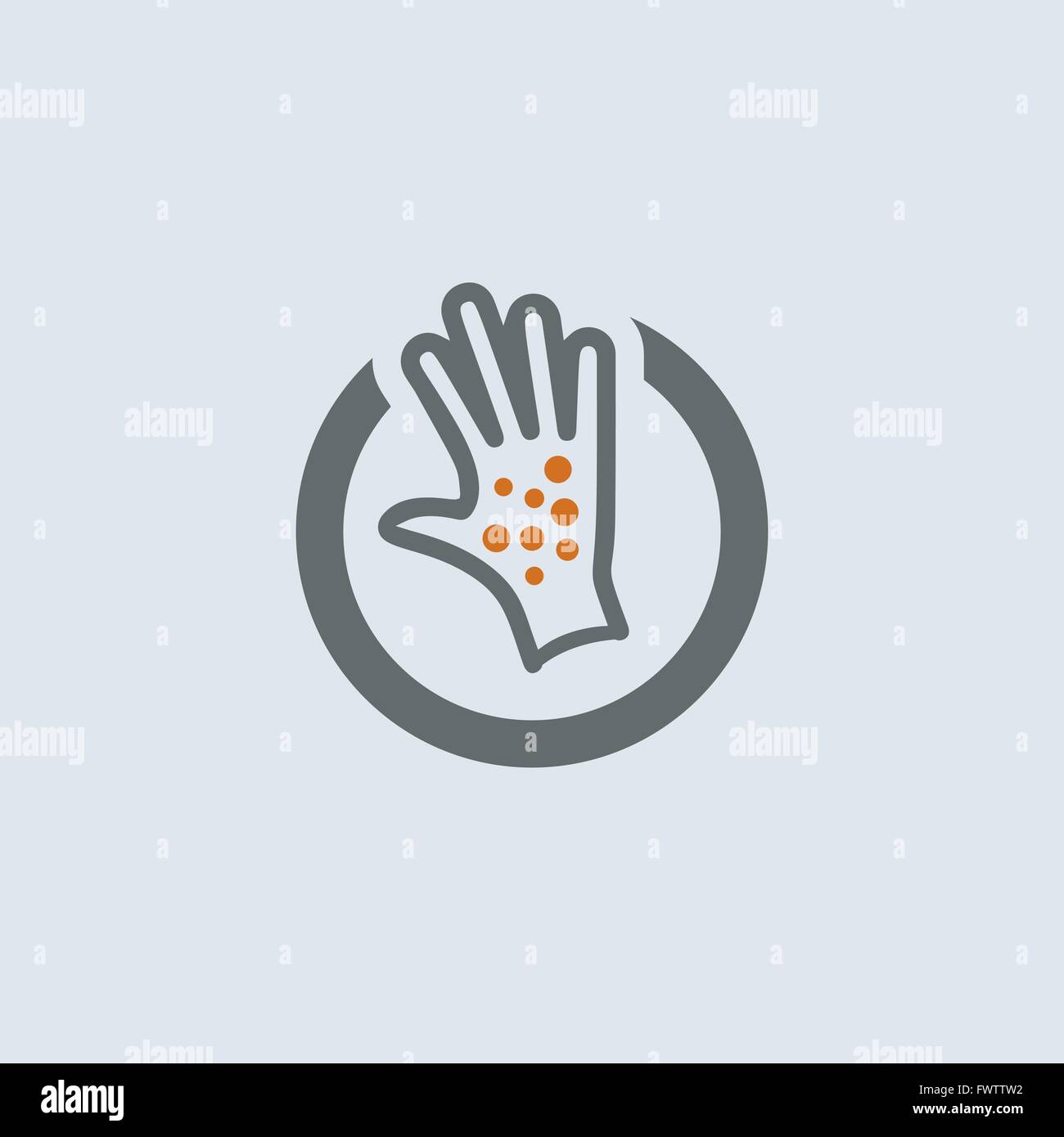 Gray-orange itchy palm with skin eruption round web icon Stock Vector