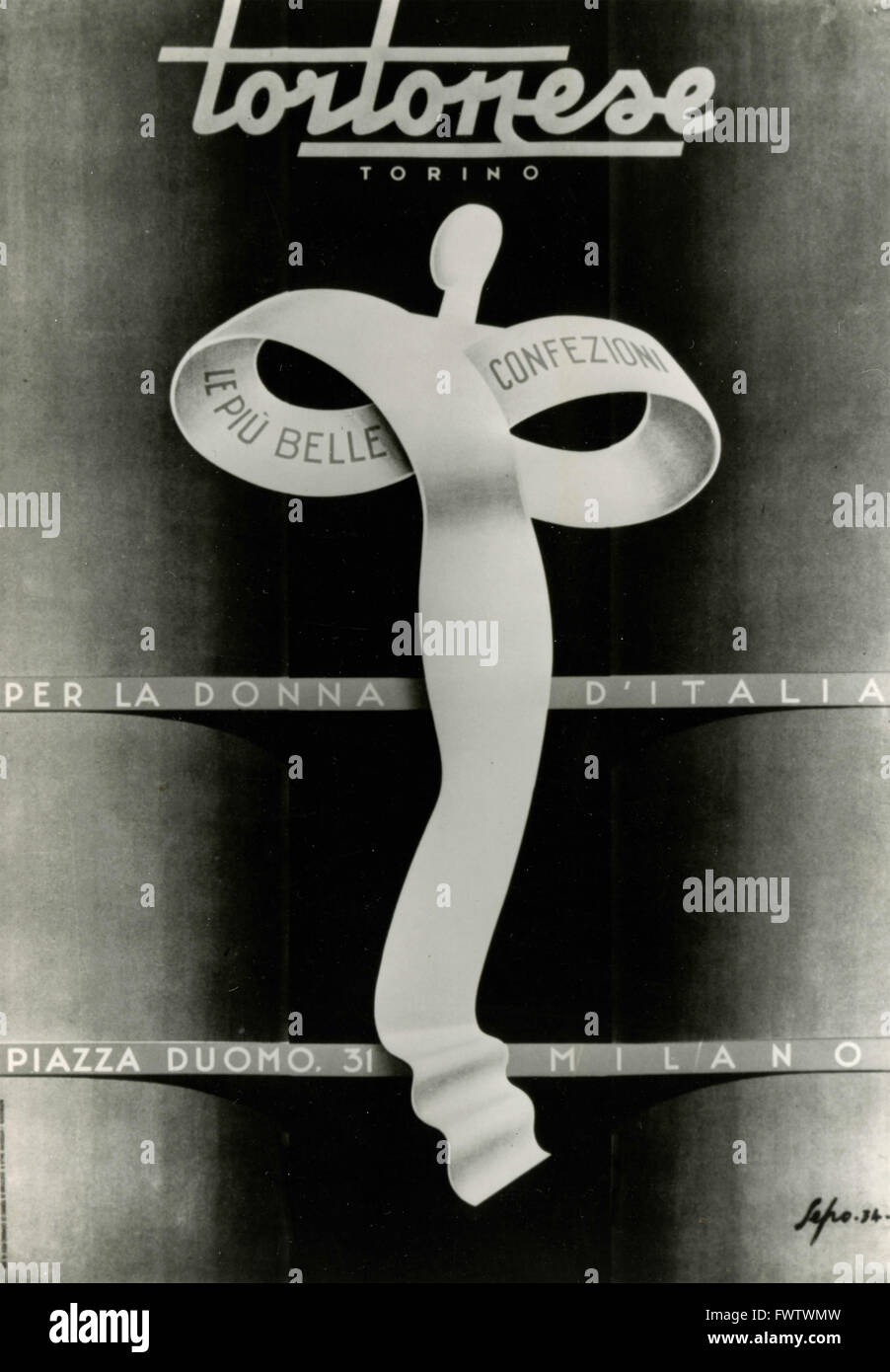 Advertising Tortona, Sepo, 1934, Italy Stock Photo
