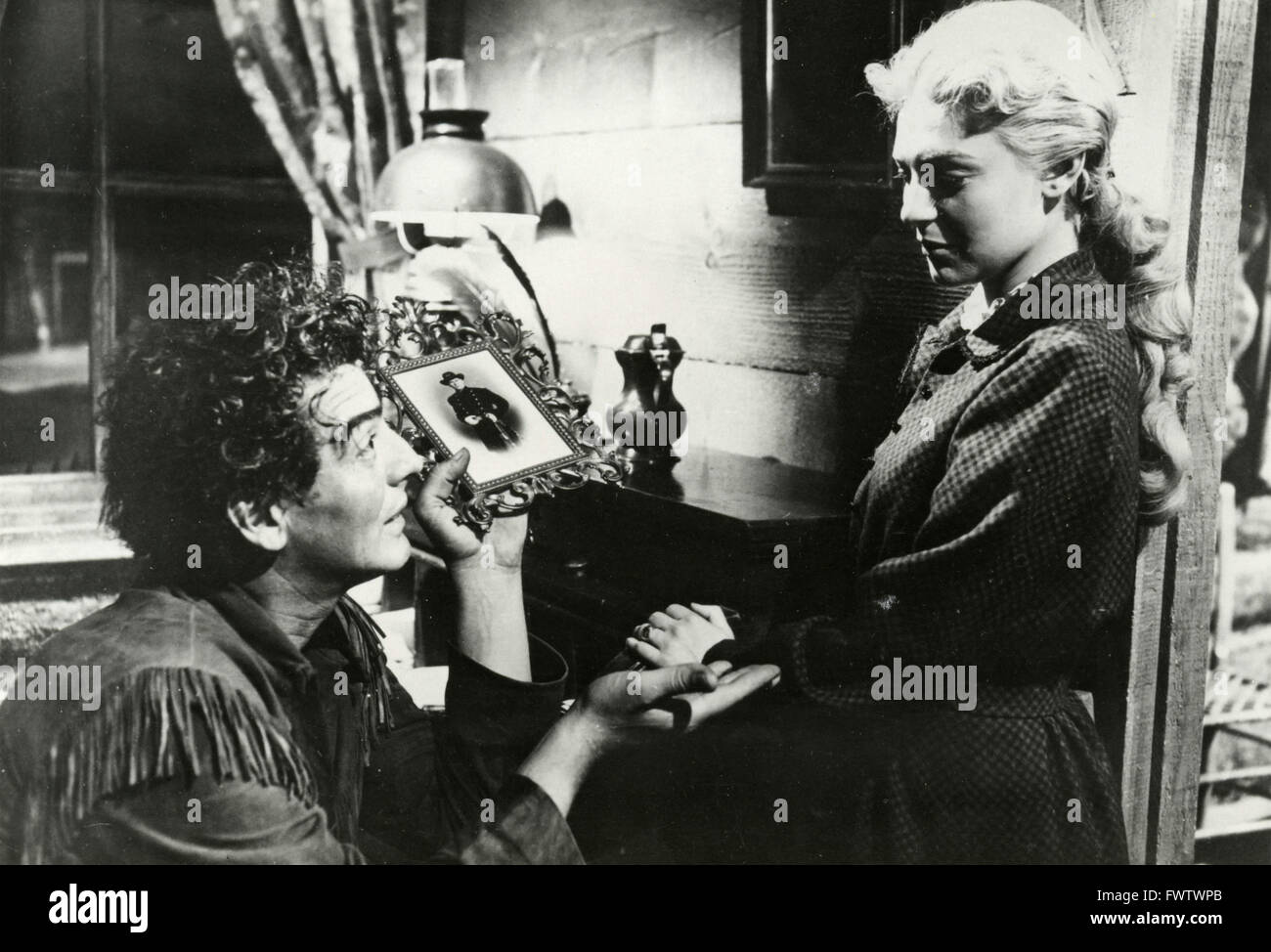 Anne Bancroft and Victor Mature in the movie The Last Frontier (1955), USA Stock Photo