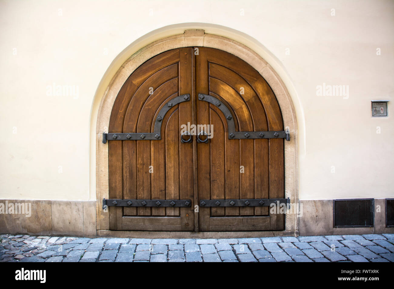 old wooden door in east Europe Stock Photo