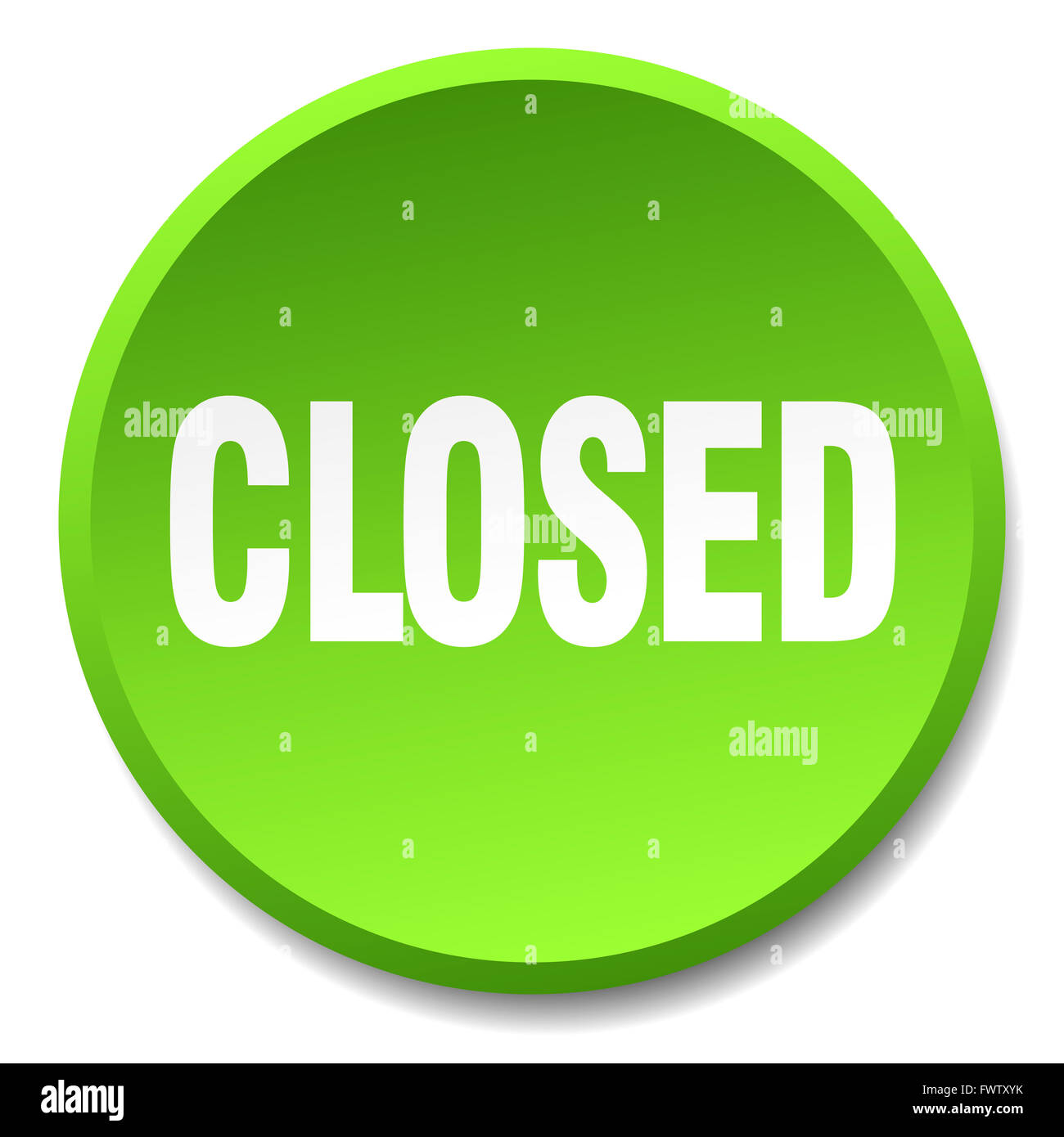 Round Close closed green round flat isolated push button Stock Photo - Alamy