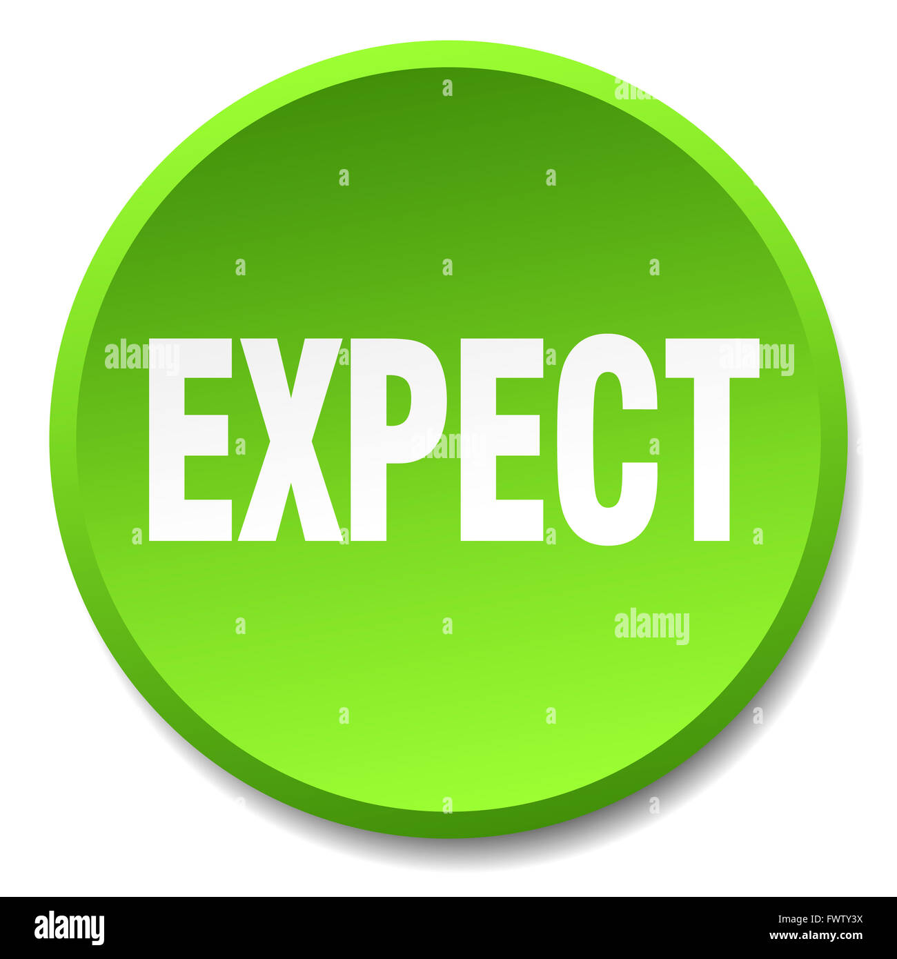 expect green round flat isolated push button Stock Photo - Alamy