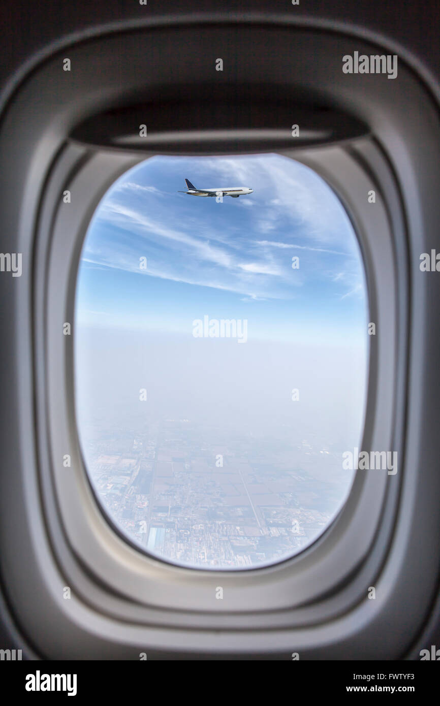 sky from plane window Stock Photo