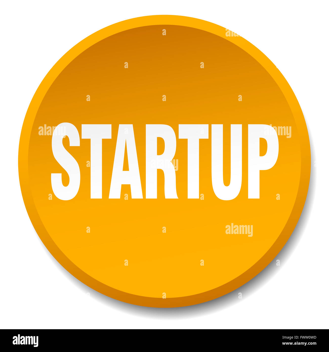 startup orange round flat isolated push button Stock Photo - Alamy