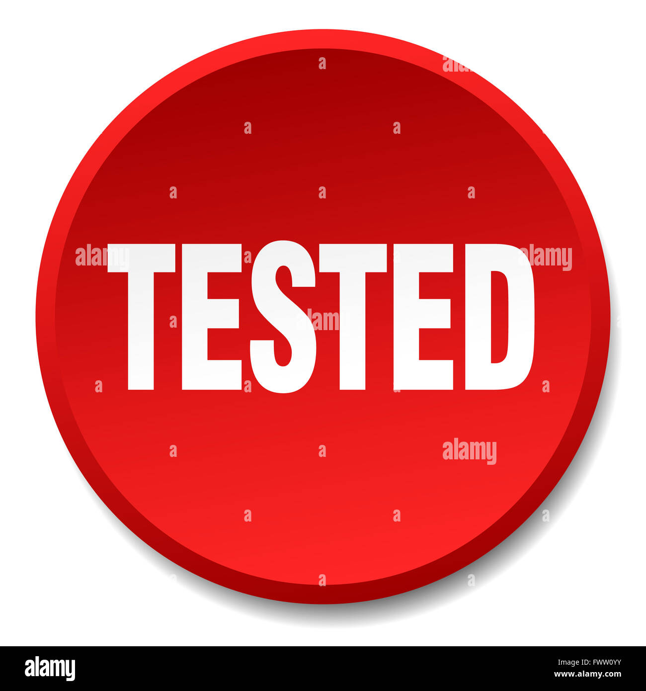 tested red round flat isolated push button Stock Photo - Alamy