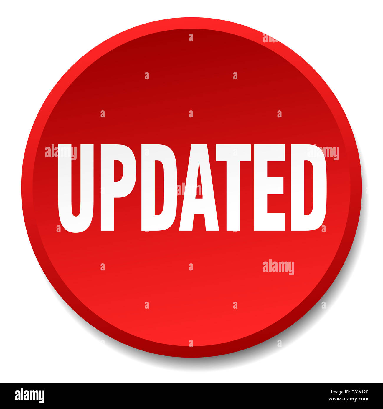 Red Update Button updated red round flat isolated push button Stock Photo - Alamy