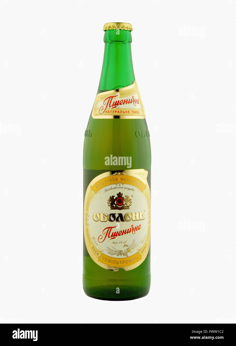 Obolon Pshenichne (Weizen Bier) beer bottle Stock Photo