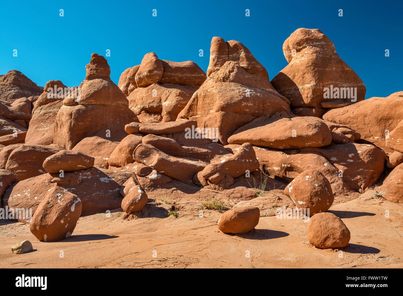 Sandstone goblins and hoodoos at Little Egypt Geological Site, Bicentennial Highway area, south of Hanksville, Utah, USA Stock Photo