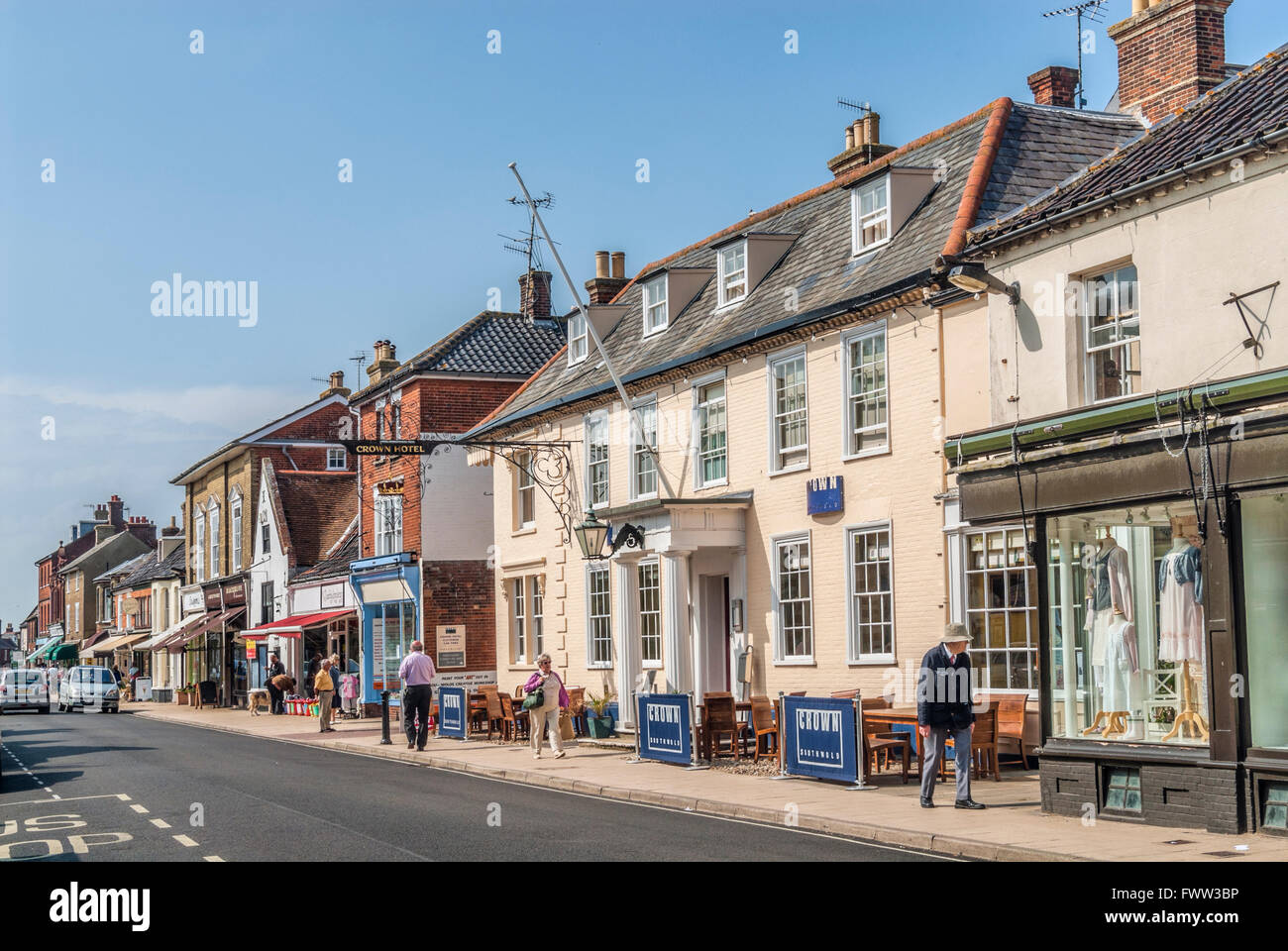 Town centre of Southwold, a town on the North Sea coast, in the Waveney district of Suffolk, East Anglia, England. Stock Photo