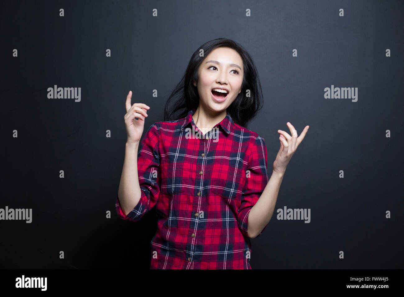 Shock excited smile woman hi-res stock photography and images - Alamy