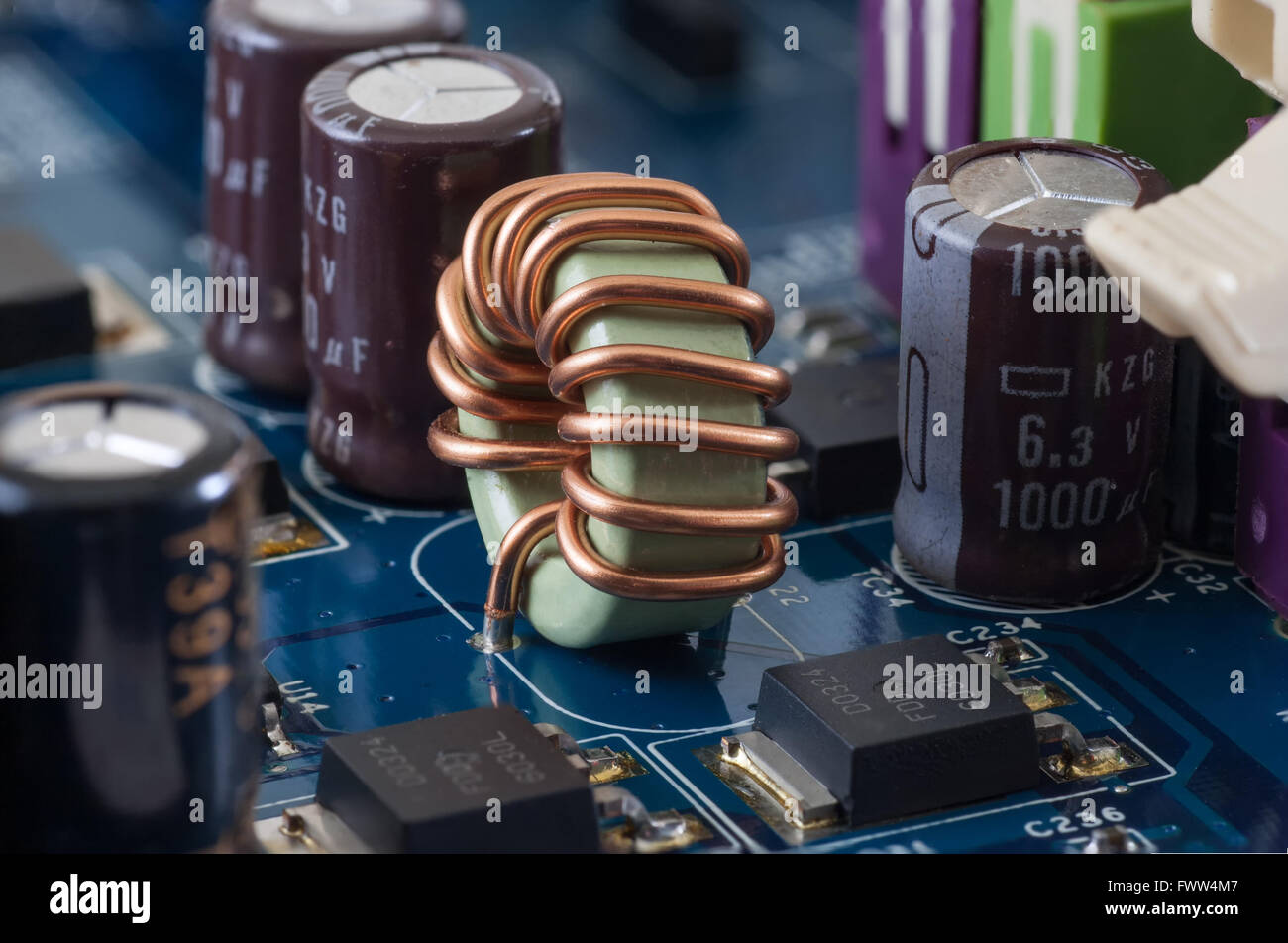motherboard, computer electronics - dimmer, closeup and macro Stock ...