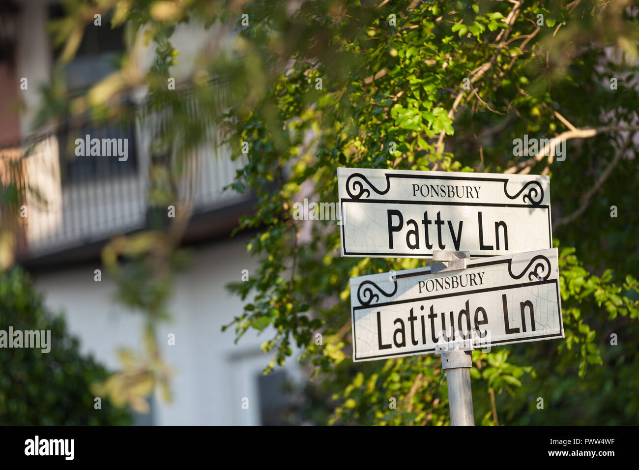 Charleston style street signs in the high-end planned community of I'on in Mount Pleasant, South Carolina. Stock Photo