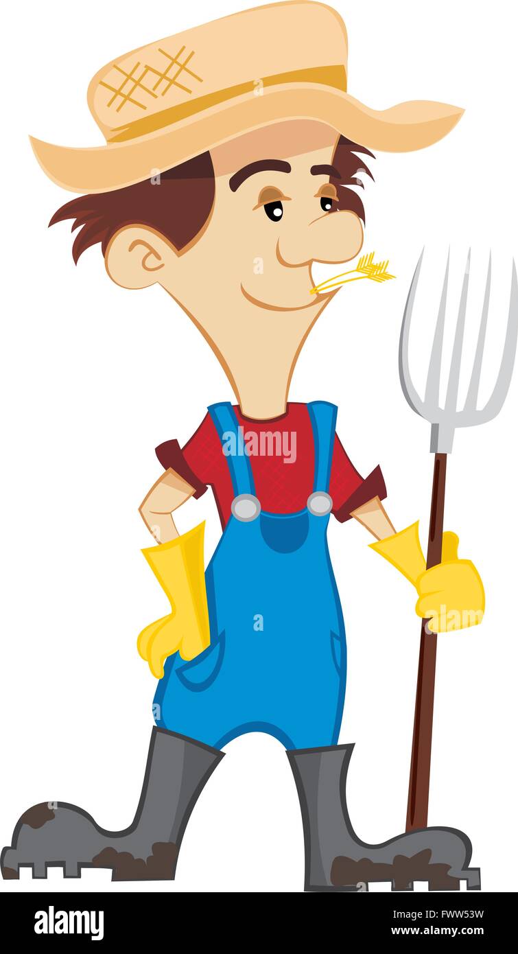 Cheerful farmer standing in Stock Vector Images - Alamy