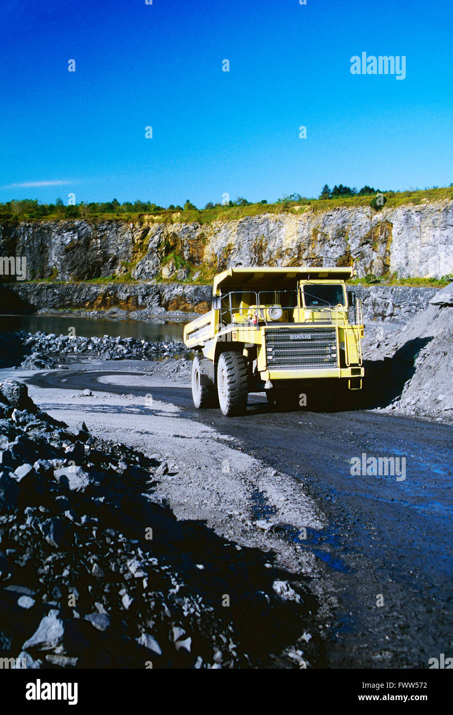 Large Euclid truck hauling ore from quarry Stock Photo