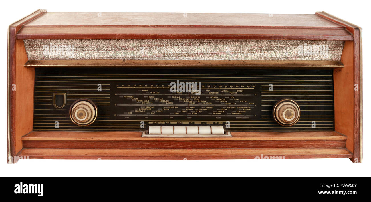 Old Radio Tuner Isolated with Clipping Path Stock Photo