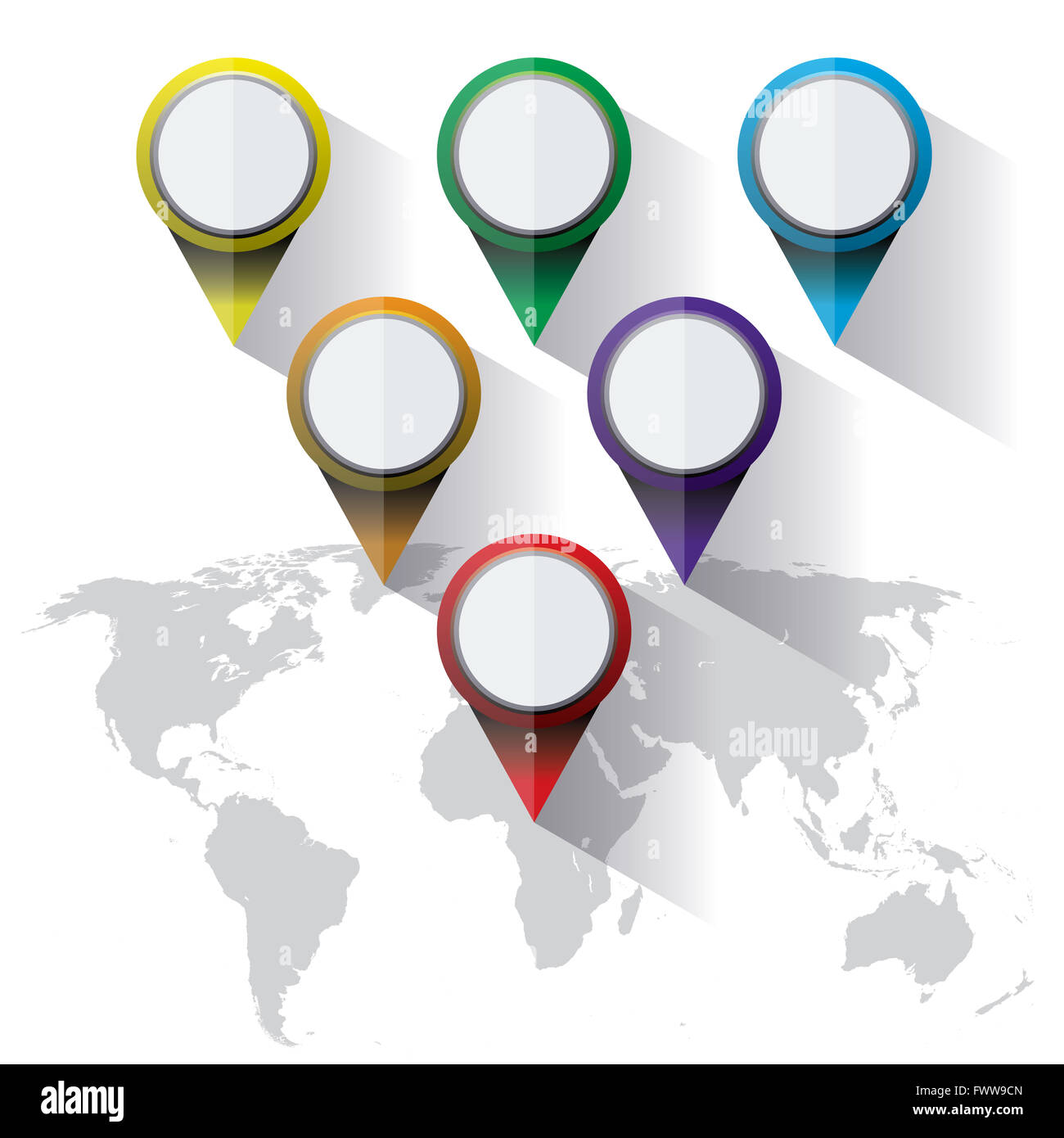 A set of colorful world map markers in flat design Stock Photo Alamy