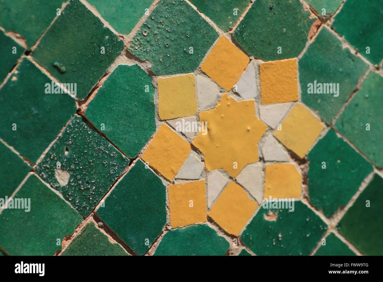 Gold Star in Morocco, ancient tiles Stock Photo