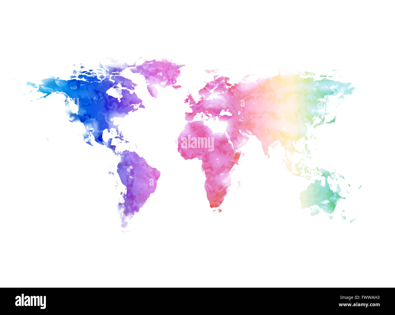 Multi color abstract world map Stock Photo