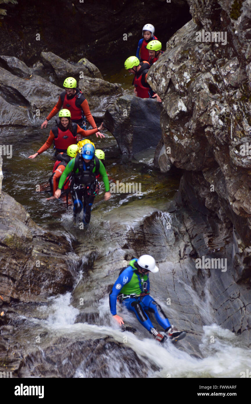 Rappelling waterfall woman hi-res stock photography and images - Alamy