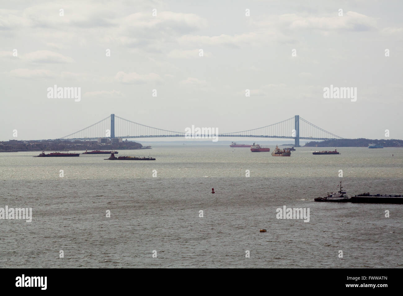 Verrazano-Narrows Bridge, New York, United States of America. Stock Photo