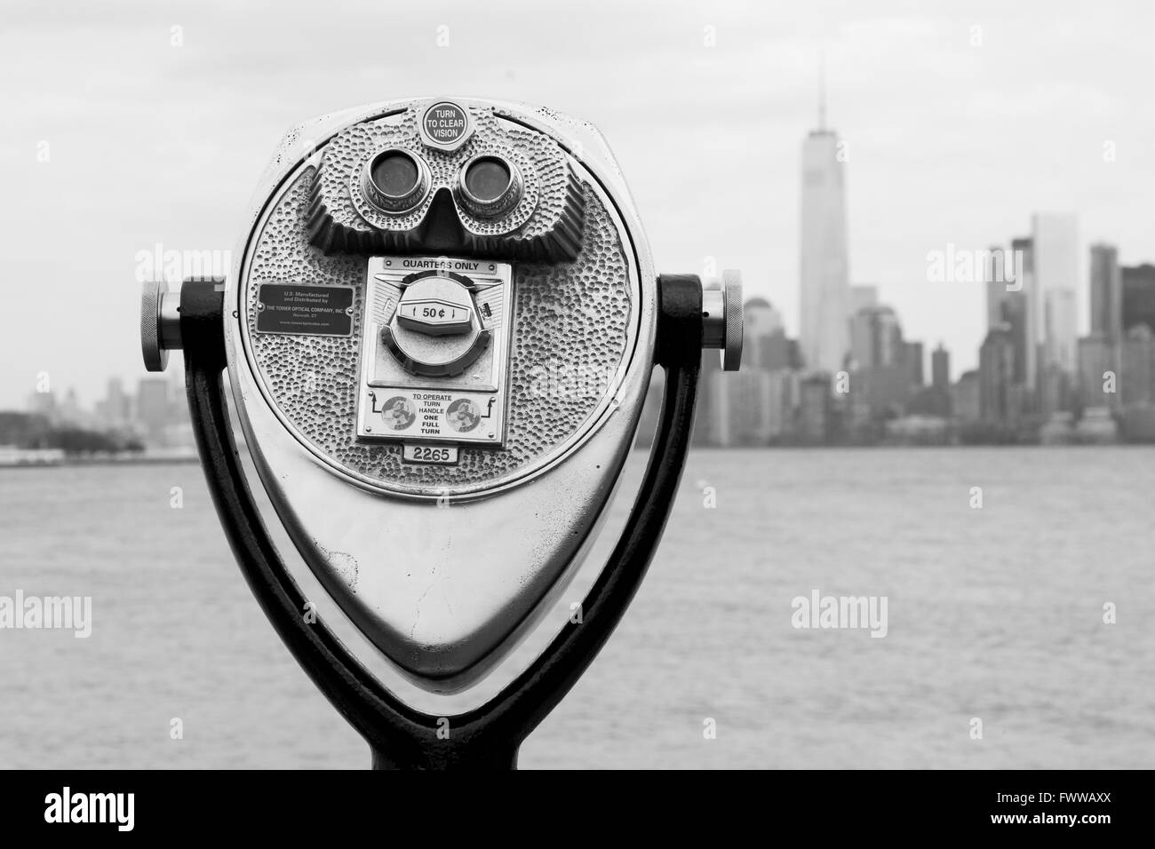 Coin operated binoculars, Liberty island, New York, United States of America. Stock Photo