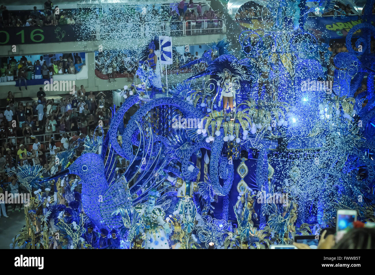 Beija-Flor samba school parading at Rio Carnival 2016 Stock Photo