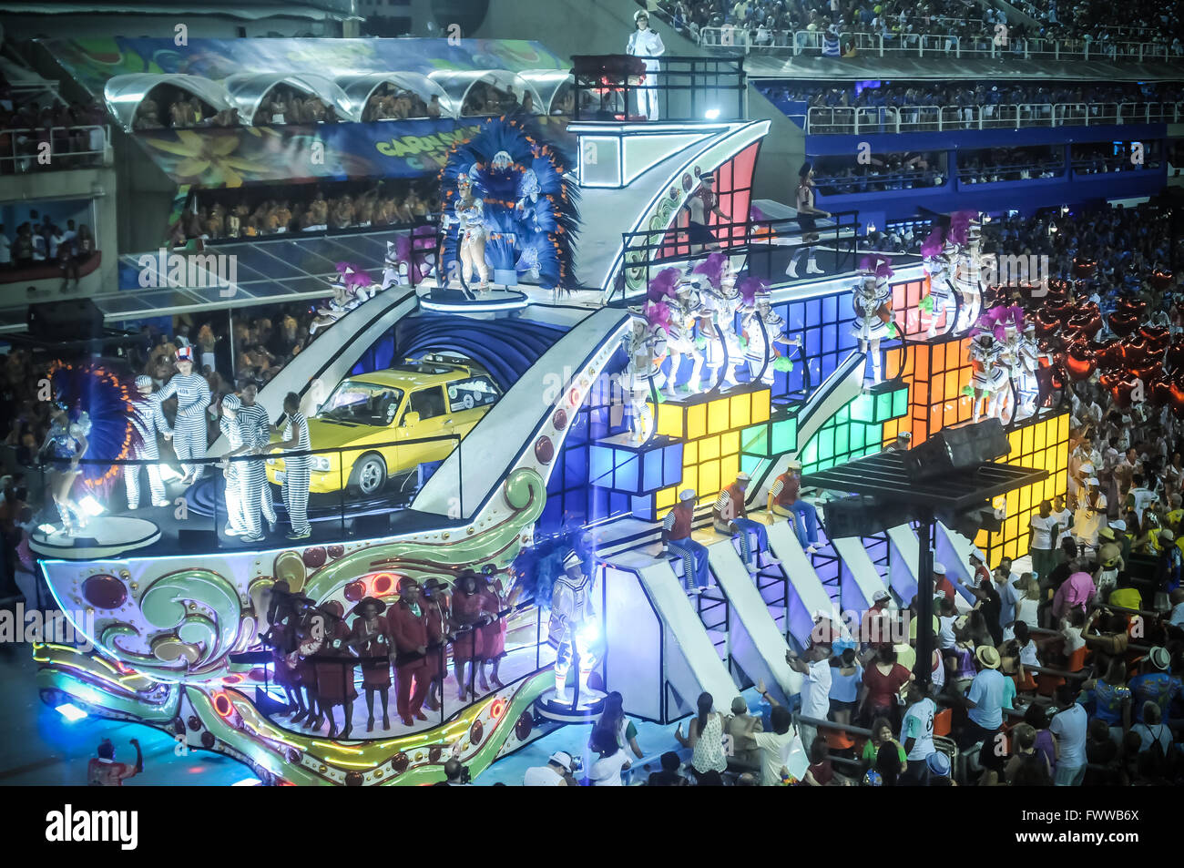 Grande Rio samba school parading at Rio carnival 2016 Stock Photo