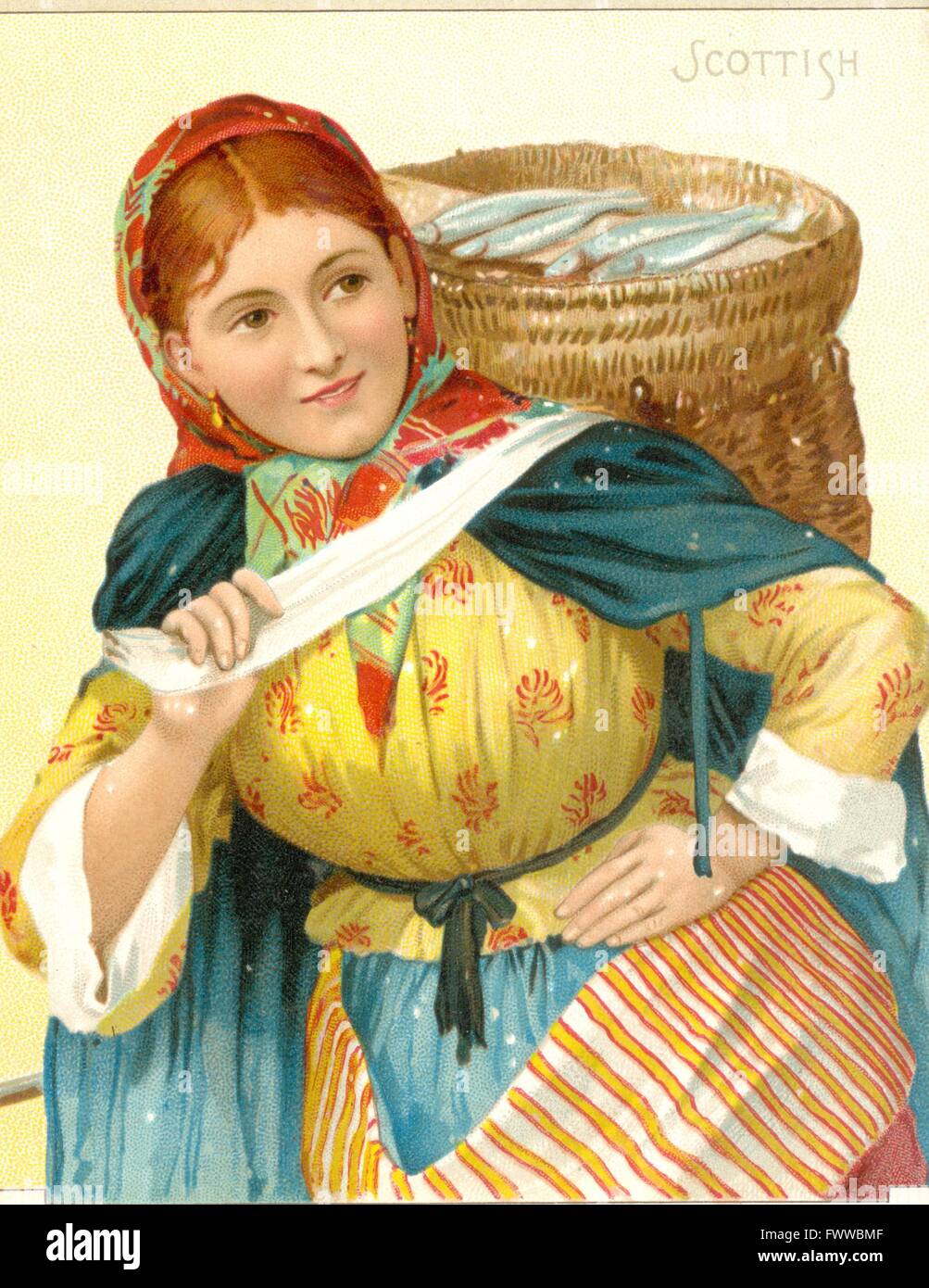 Stereotypical portrait of Scots fisher girl Stock Photo