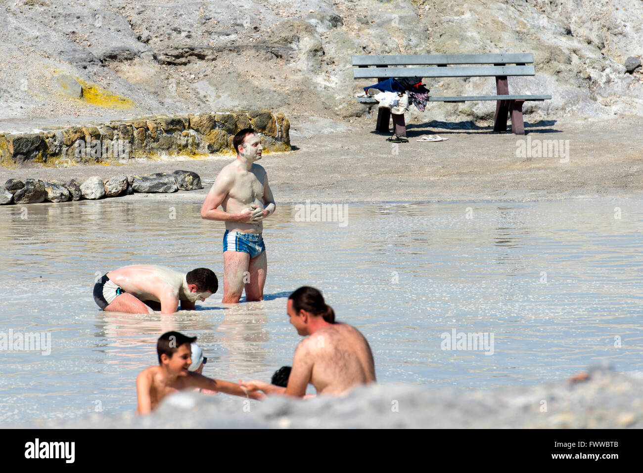 A day at the Mud baths on Volcano Stock Photo Alamy
