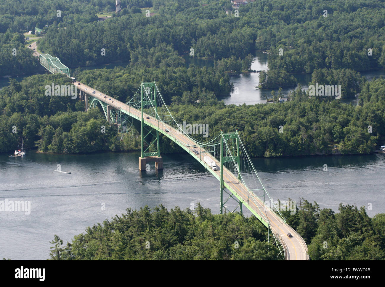 1000 Islands bridge by Hill Island, Ont., on June 29, 2014 Stock Photo
