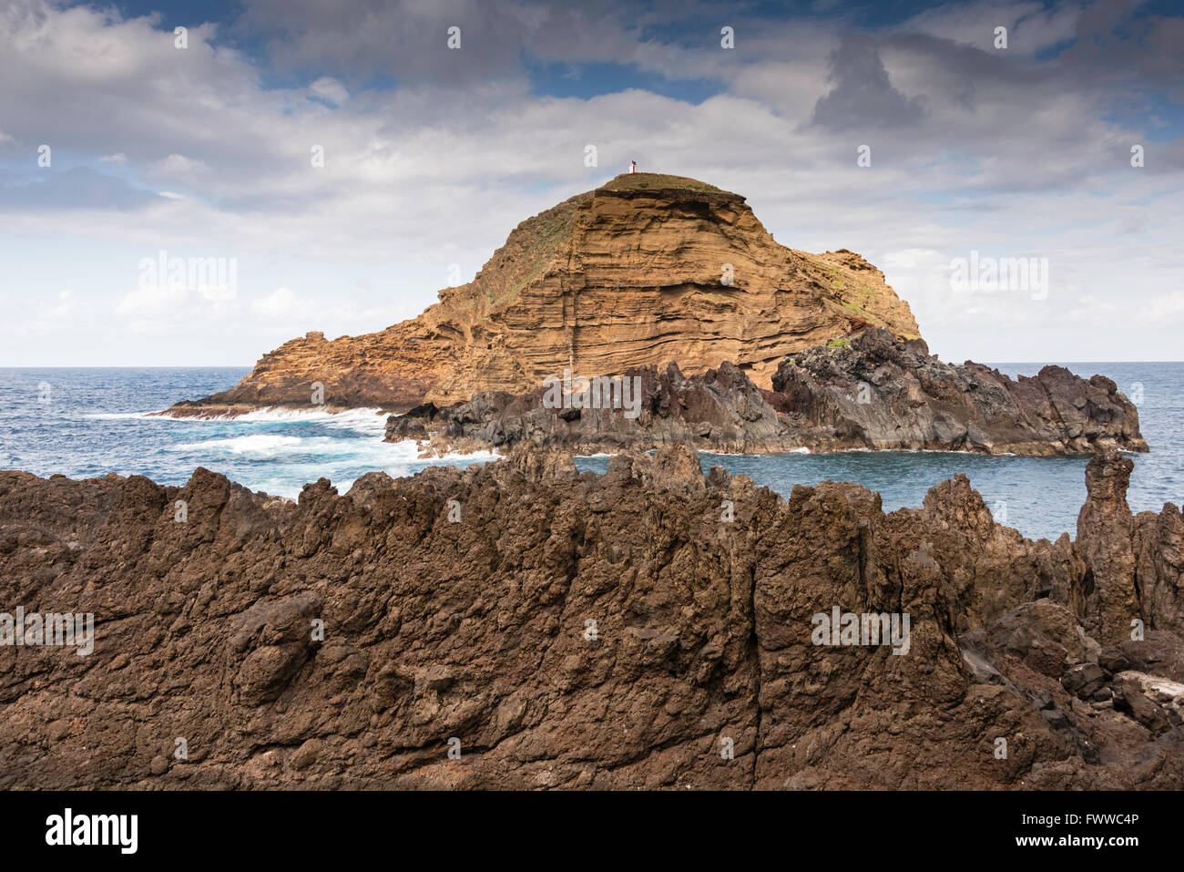 Big lava rock at the north coast of Madeira portuguese island in the ...