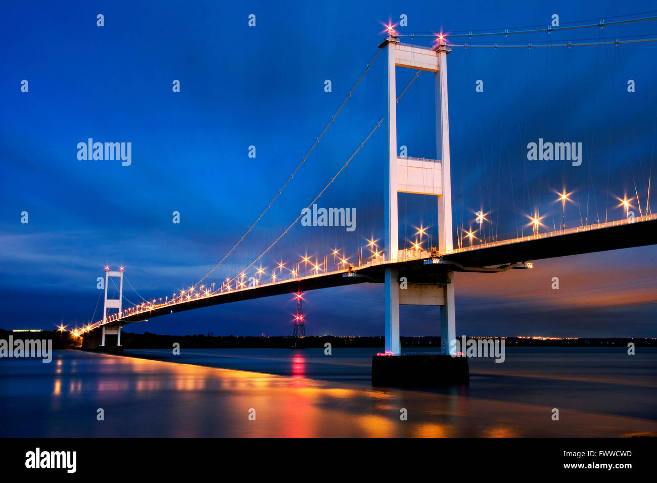 Old Severn Bridge, near Chepstow, Wales, U.K. Stock Photo