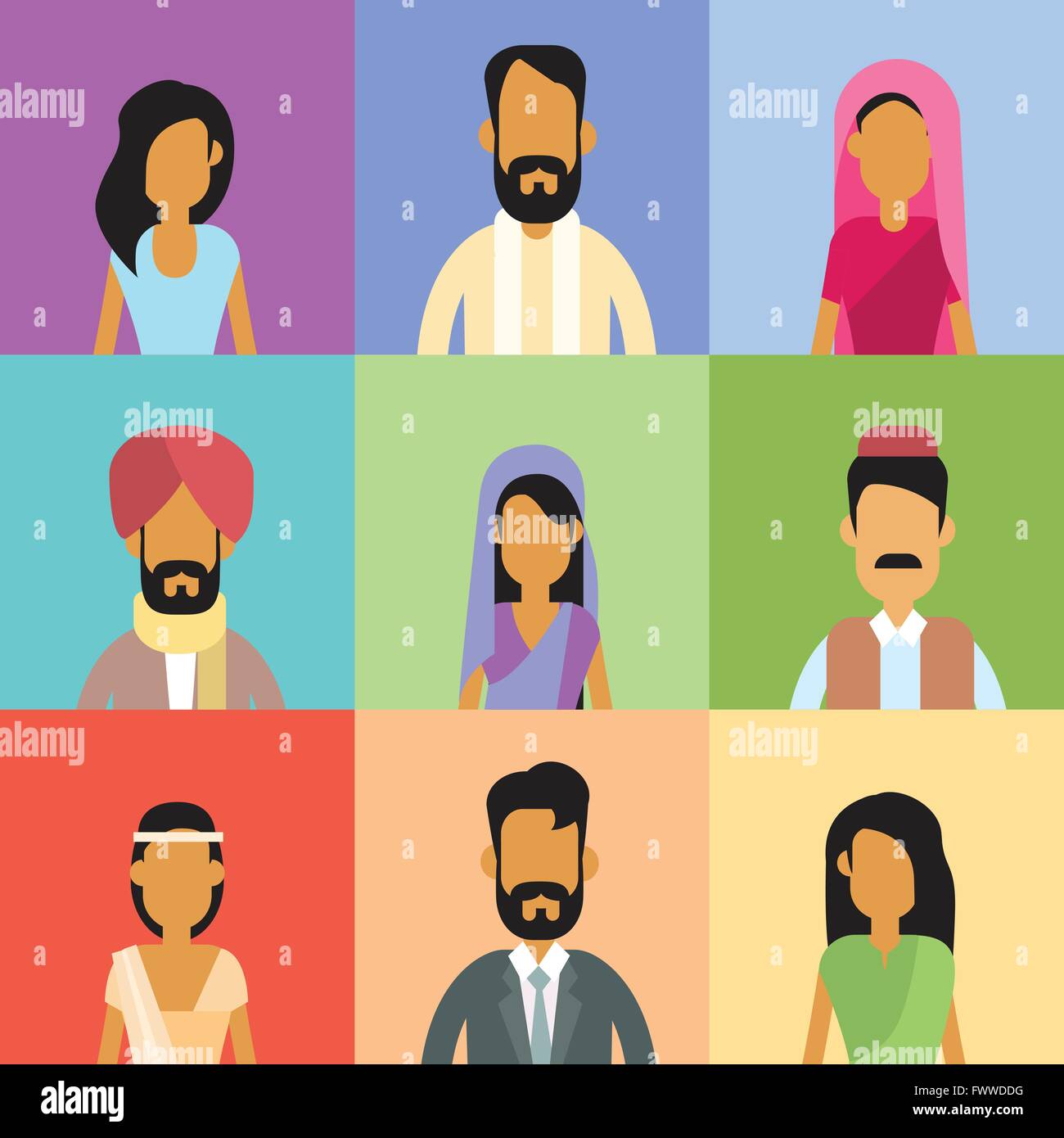 Indian Profile Avatar Set Business People Portrait Stock Vector Image ...