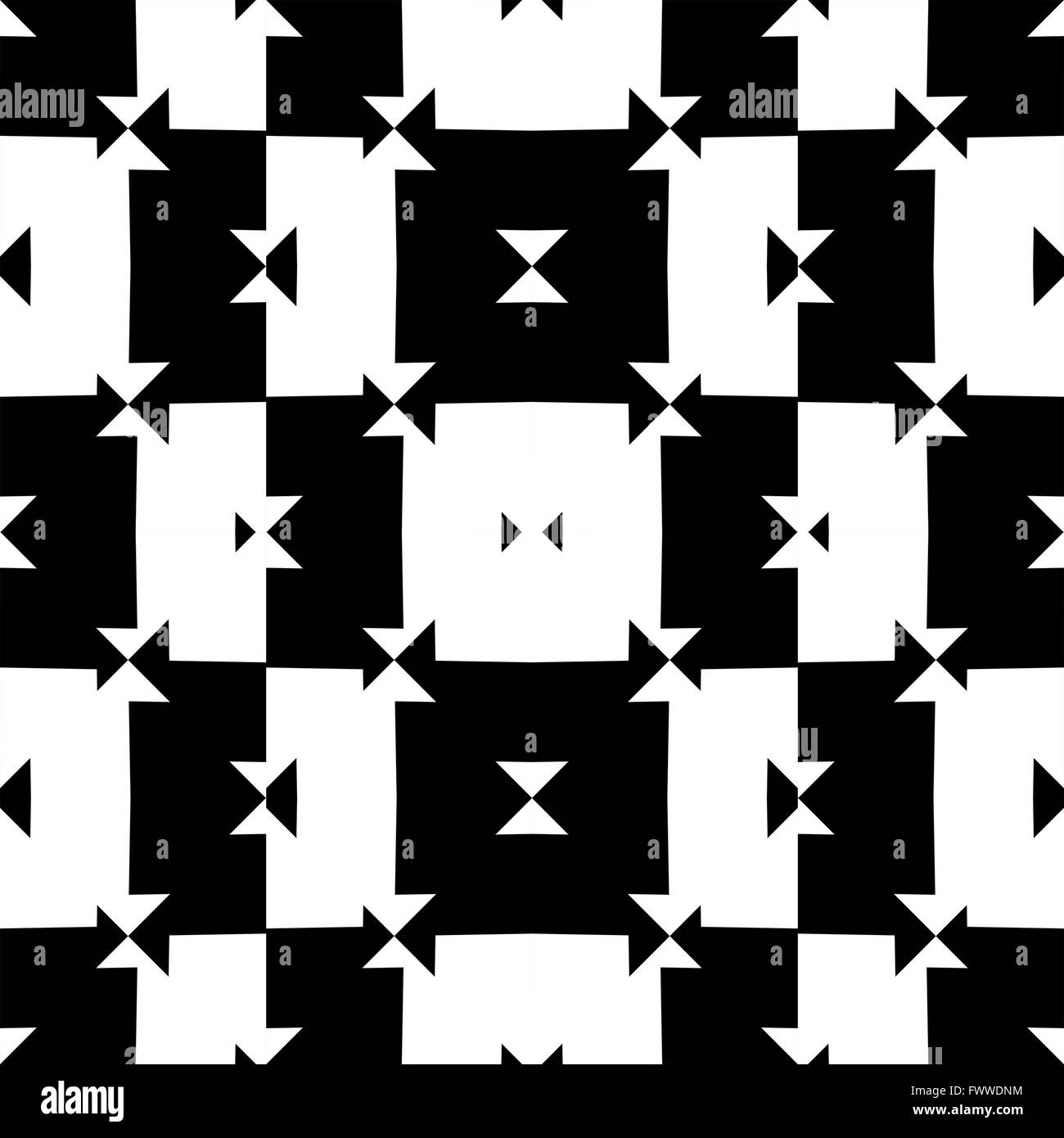 Digital geometric abstract check style seamless pattern in black and ...