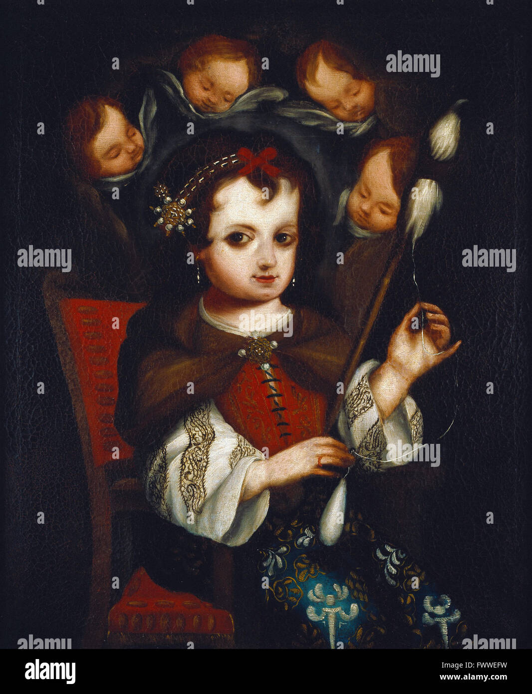 Peru - Virgin Mary Spinning - Denver Art Museum Stock Photo
