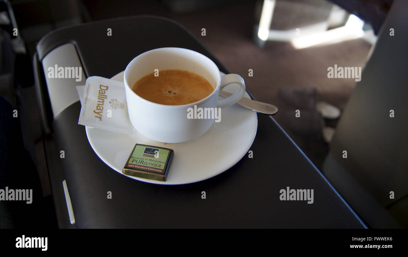 coffee on board of a plane Stock Photo Alamy