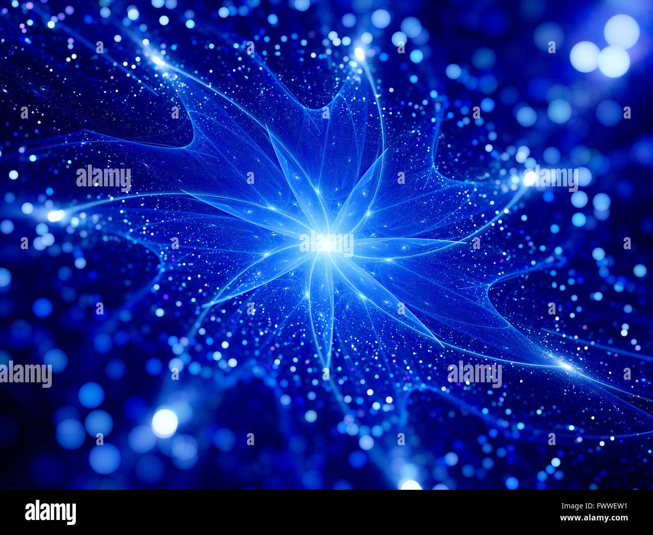 Magical glowing star, fractal artwork, computer generated abstract background Stock Photo