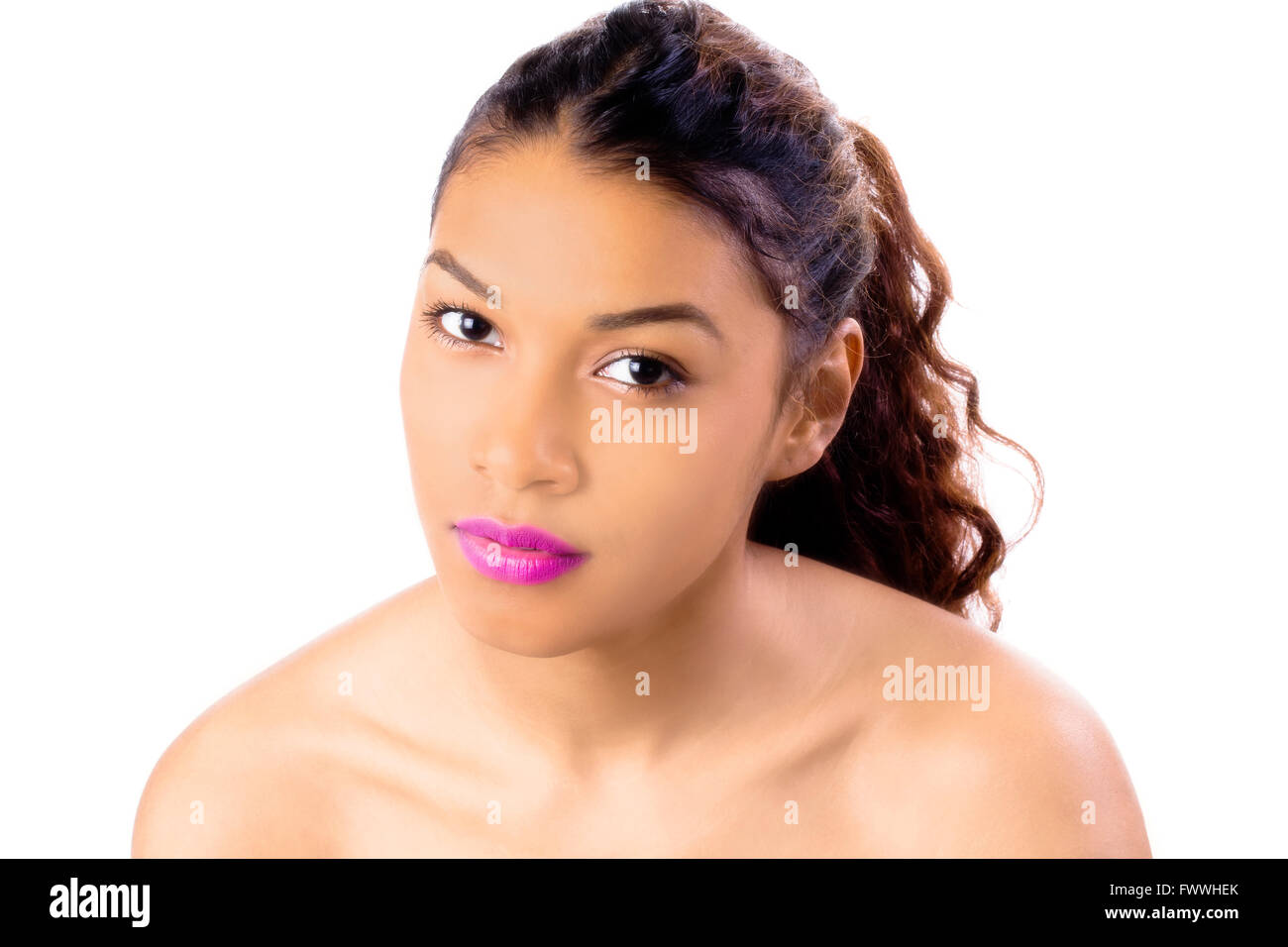 Bare Shoulder Portrait Attractive Young Latina Woman Stock Photo - Alamy