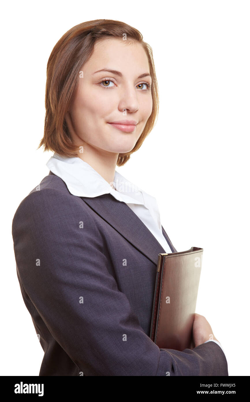CV of attractive female executive in her arms Stock Photo