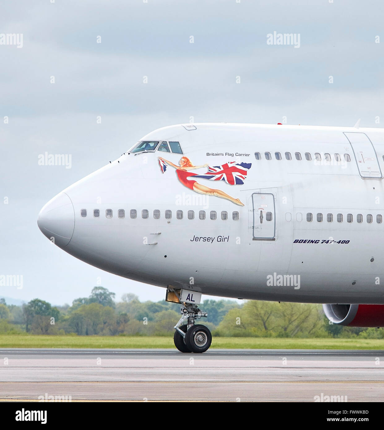 Detail of Britain's Flag Carrier 'Jersey Girl'. Manchester Airport, Manchester, United Kingdom. Architect: n/a, 2015. Stock Photo