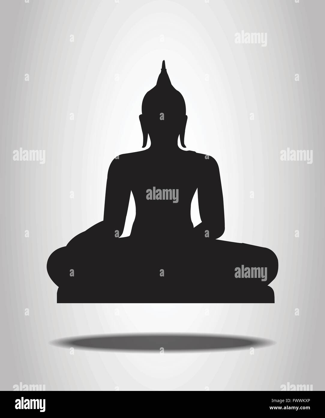 Buddha Silhouettes on the white background Stock Vector