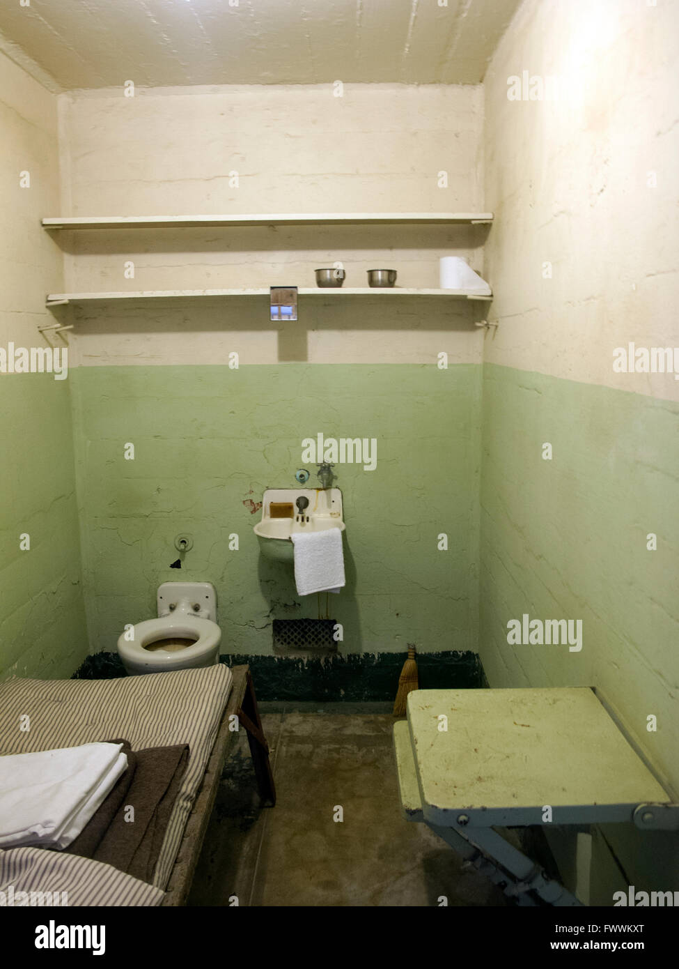 Alcatraz Prison cell, San Francisco, California. Stock Photo