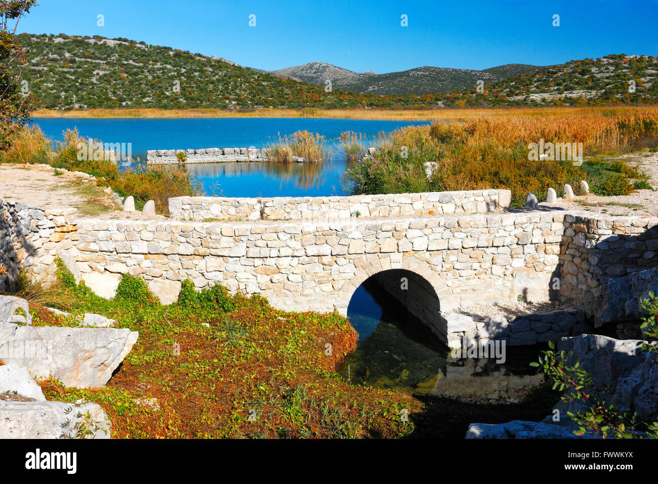 Vrana lake in Dalmatia, near Pakostane town - Croatia Stock Photo