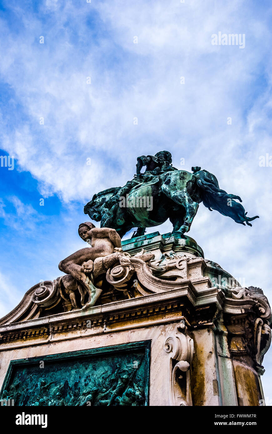 Detail of the statue of Savoyai Eugen in Budapest. Stock Photo