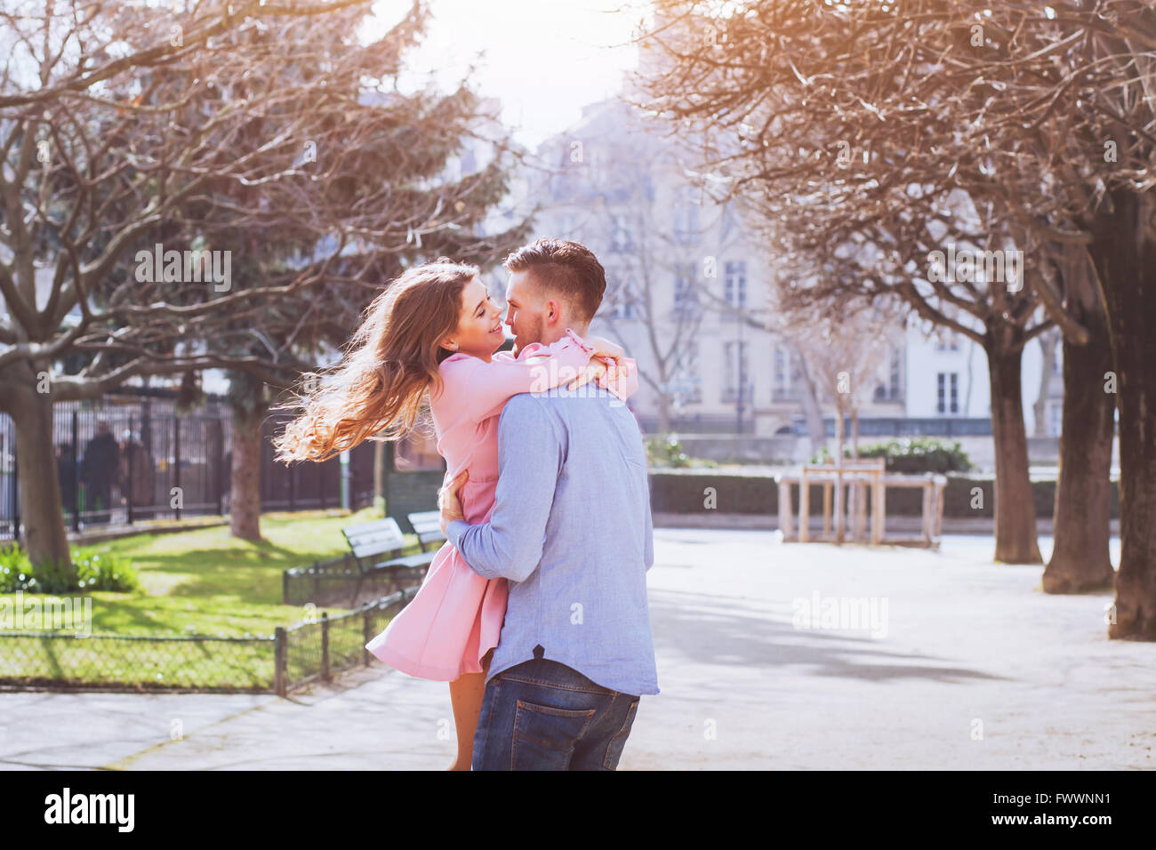 happy young couple having fun together Stock Photo