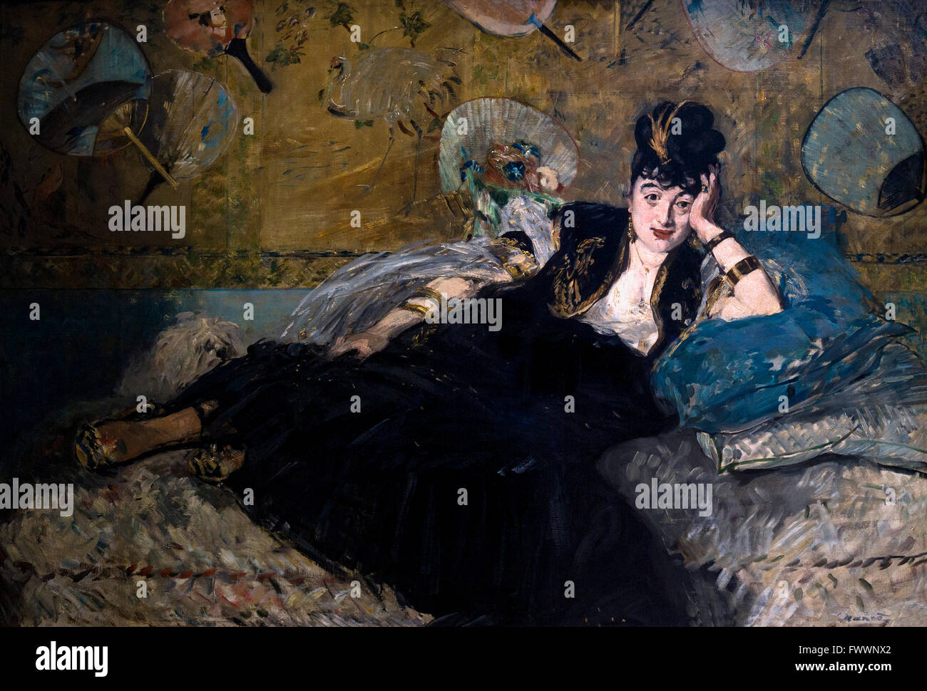 Lady with Fans, La Dame aux Eventails, Edouard Manet, 1873, Musee D'Orsay Paris France Europe Stock Photo