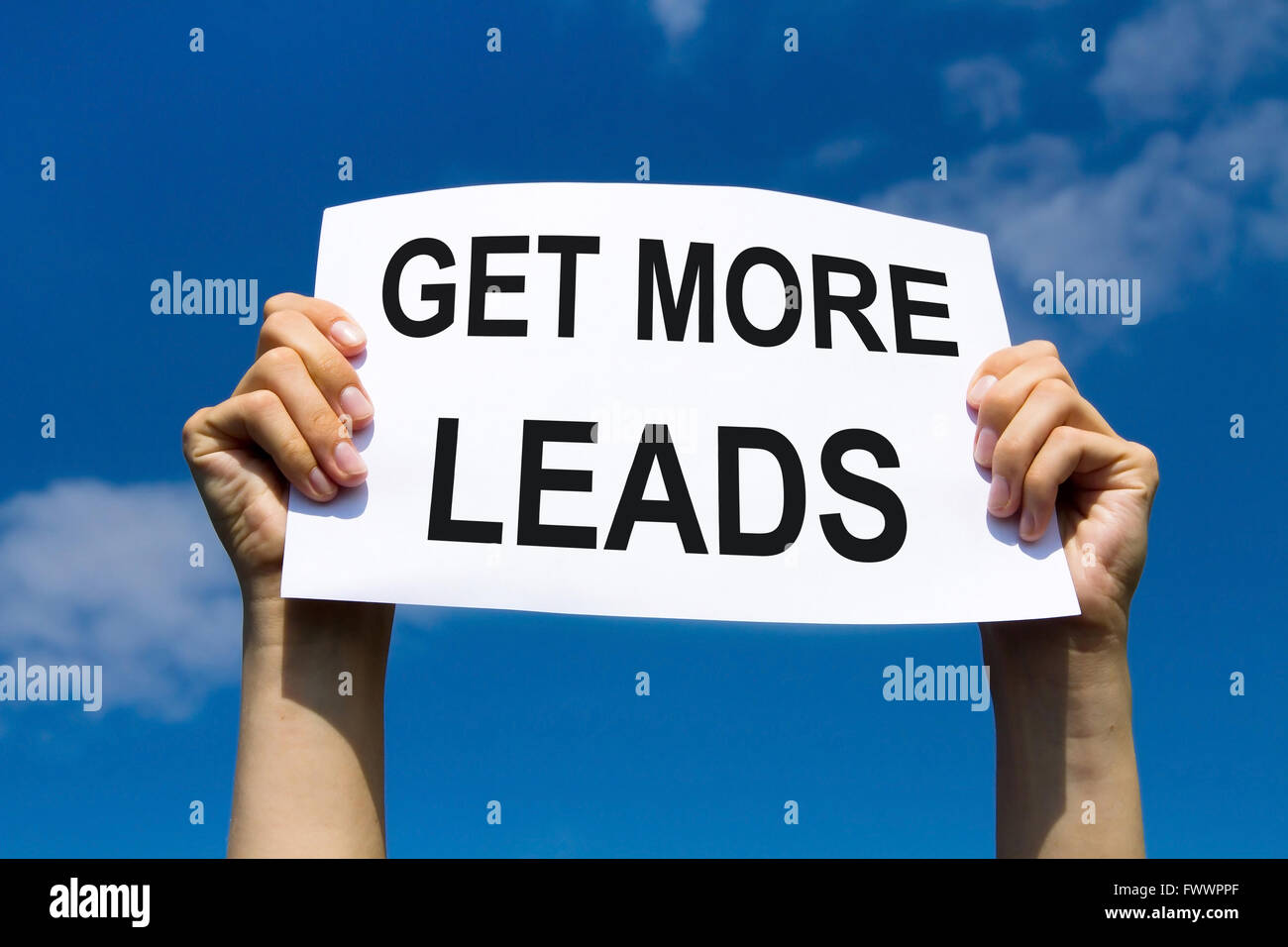 get more leads, concept text on the paper Stock Photo