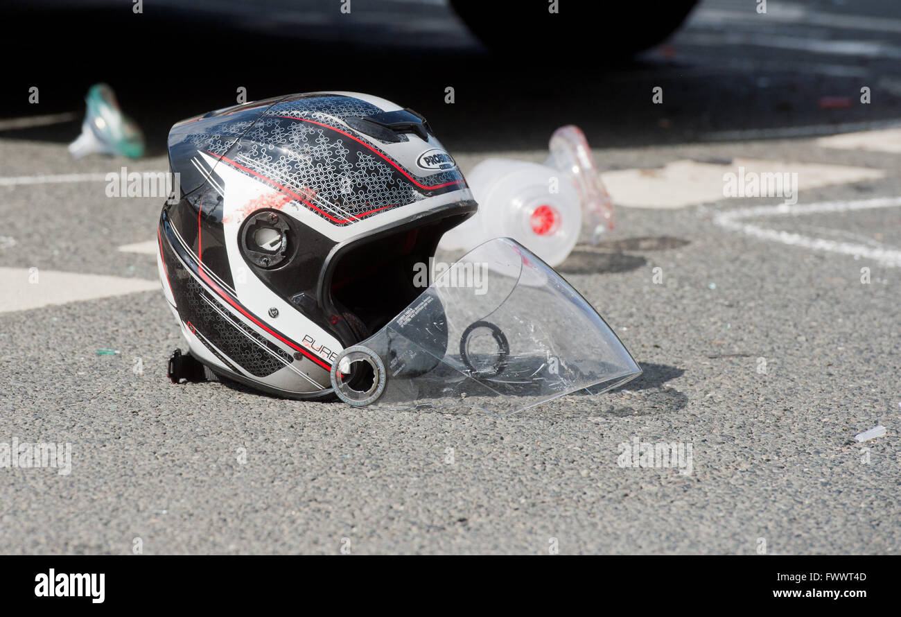 Motorcycle helmet after accident on hires stock photography and images Alamy