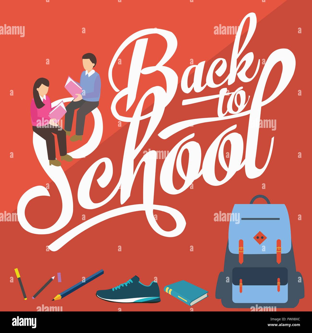 back to school vector illustration pencil college students reading ...