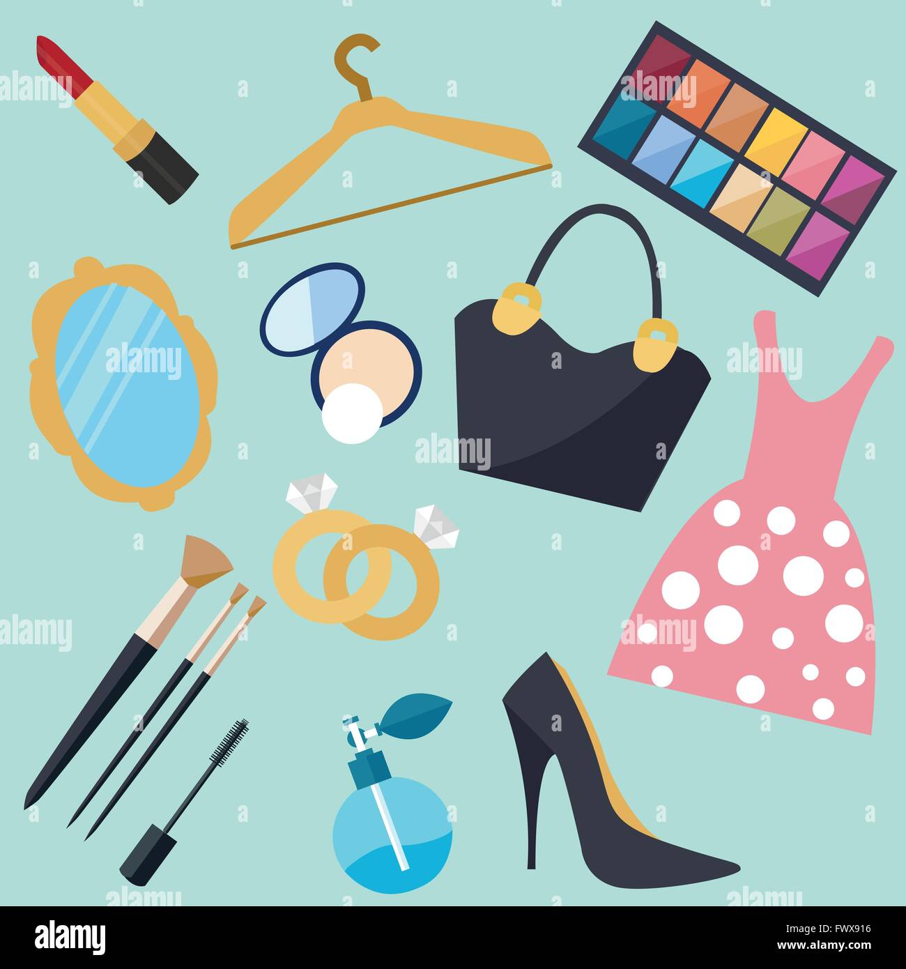 overhandigen George Eliot Vleugels girl stuff woman things fashion vector object icon set Stock Vector Image &  Art - Alamy